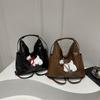 Chic Korean Style Cute Dog Tote Bag For Women With Fashionable Design In Black And Brown