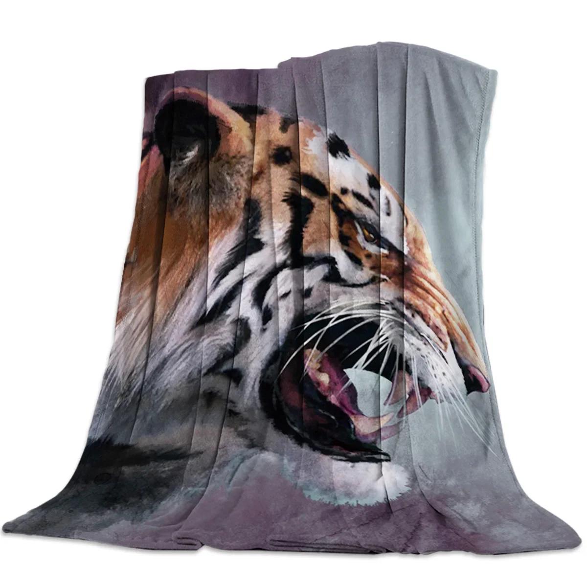 

Fleece Throw Bed Blanket Lightweight Super Soft Cozy Green Forest Animal White Tiger Stone Throw Blankets Gift for Adults Kids 80x120cm