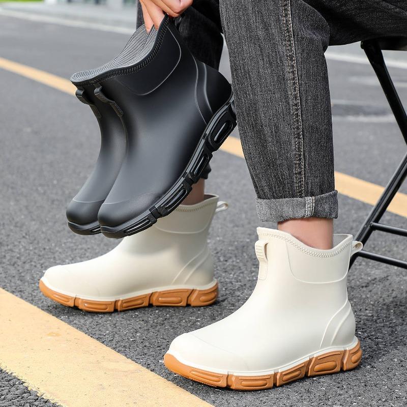 Short Tube Fishing Fashion Thickened Rain Shoes Water Shoes Men's Rain Boots Non-slip Wear-resistant Waterproof Kitchen Work Site Rubber Shoes
