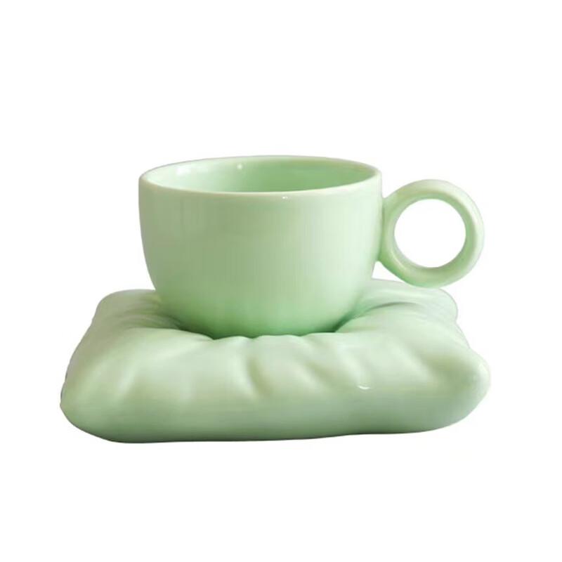 OLOEY Pearl White Milky Design Pillow Cup & Saucer Set