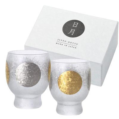 ADERIA Premium Nippon Taste Sun Moon Sake Glass Pair Set 145ml Made In Japan Gift Box S6310 Sake Stylish Gift for Housewarming Gift & - Cups, Guinomi,