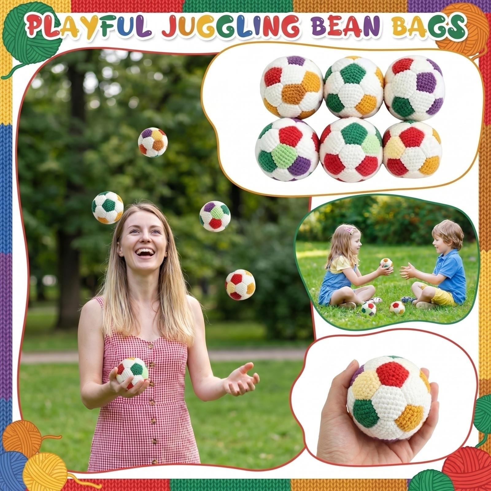 6 Pack 7cm Hand-Knitted Balls for Outdoor Sports Educational Juggling Balls Set for Juggling Balls and Juggling Balls Play One Size