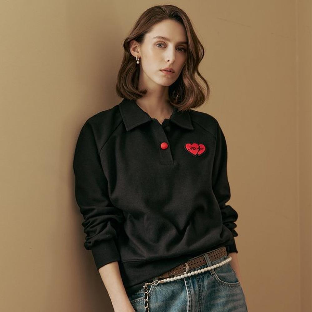 

Maxza Solid T shirT hearT Wappen shirT Collar ze04qT603na blacks/FREE