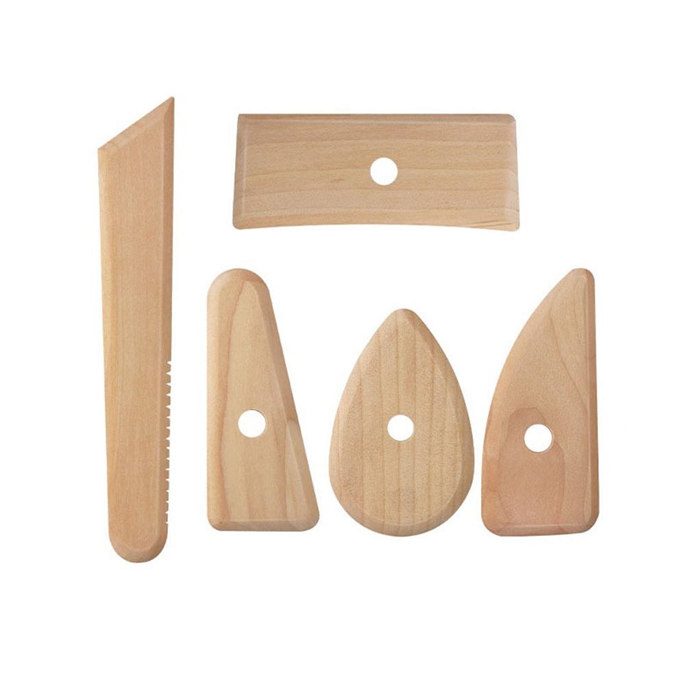 5PCS/set Wood Pottery Clay Tool Plasticine Sculpture Molding Carving Tools For Handmade Crafts For Ceramic & Art Crafting