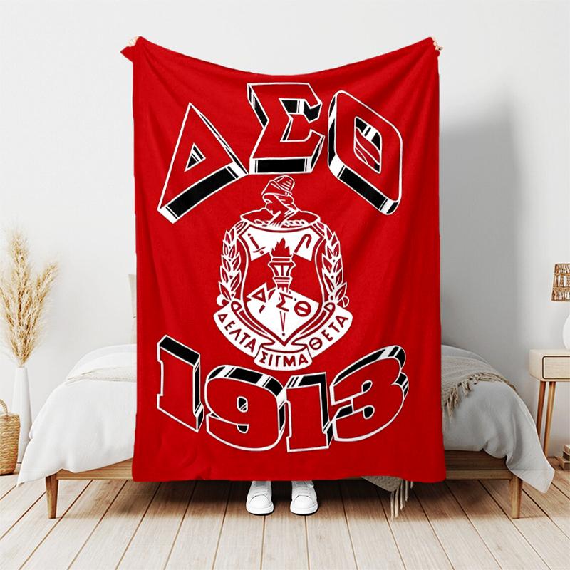 1pc Blanket Delta Sigma Theta logo Print Design, Lightweight Blanket for Sofa, Bed- Soft &Warm, Gift for All Seasons like Christmas, Halloween