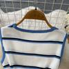 Casual Striped Crew-Neck Sleeveless Knit Top and High-Waisted Slimming Bodycon Midi Skirt Sets Summer Knitted Two Piece Sets for Women
