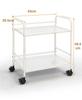 Sunny Point Steel Storage Cart, Under-Desk Storage, Side Storage, Casters with Locking Casters, Kitchen Rack (2 Tiers, White)