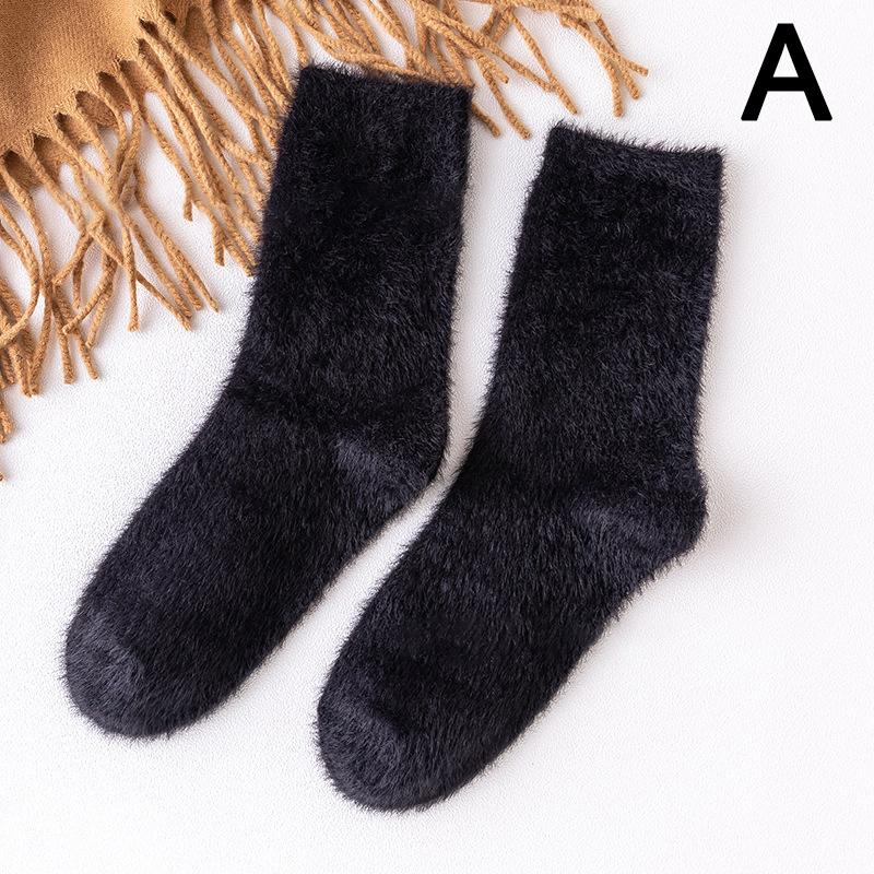 Women's Autumn And Winter Warm Mink Fleece Tube Socks Plush Sleep Socks Mid Calf Hosiery Sock