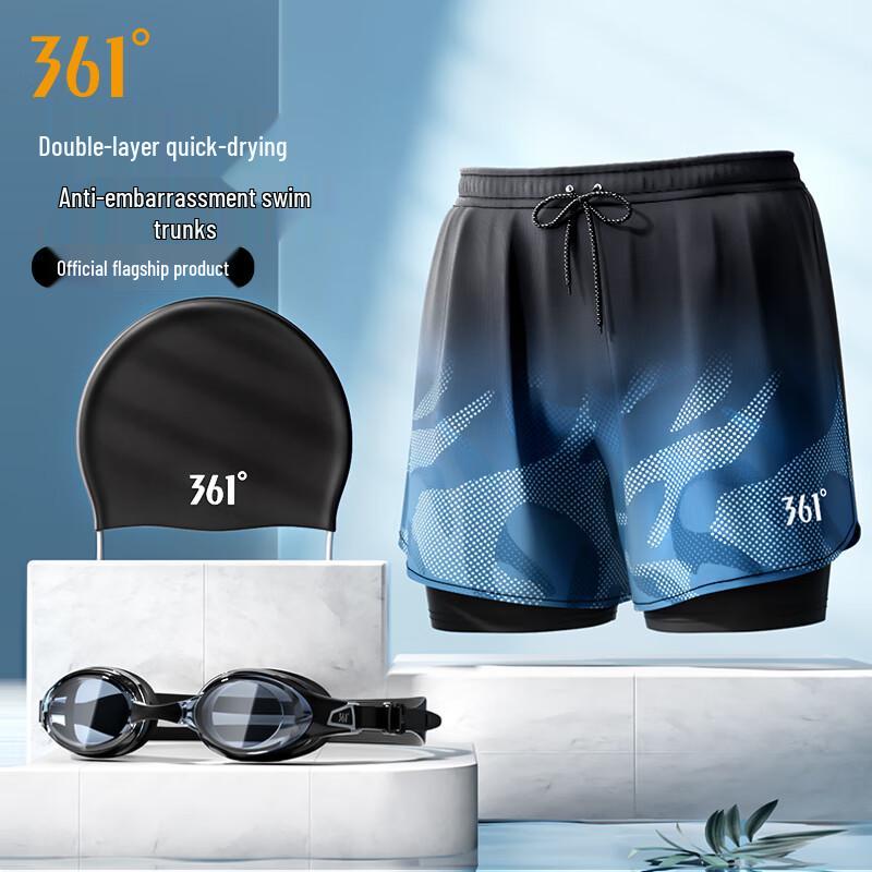 361° Men's Fake Two-Piece Double-Layer Swimming Trunks