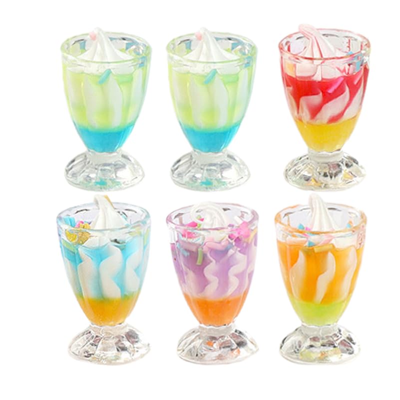 

MUSISALY 6-Piece Simulation Ice Cream Miniature Dessert Model Mini Decorations Mini Dessert Mini Ice Cream Model House Accessories Miniature Ice