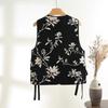 Jacquard disc buckle round neck vest women's retro embroidery outer literary vest year-round daily wear