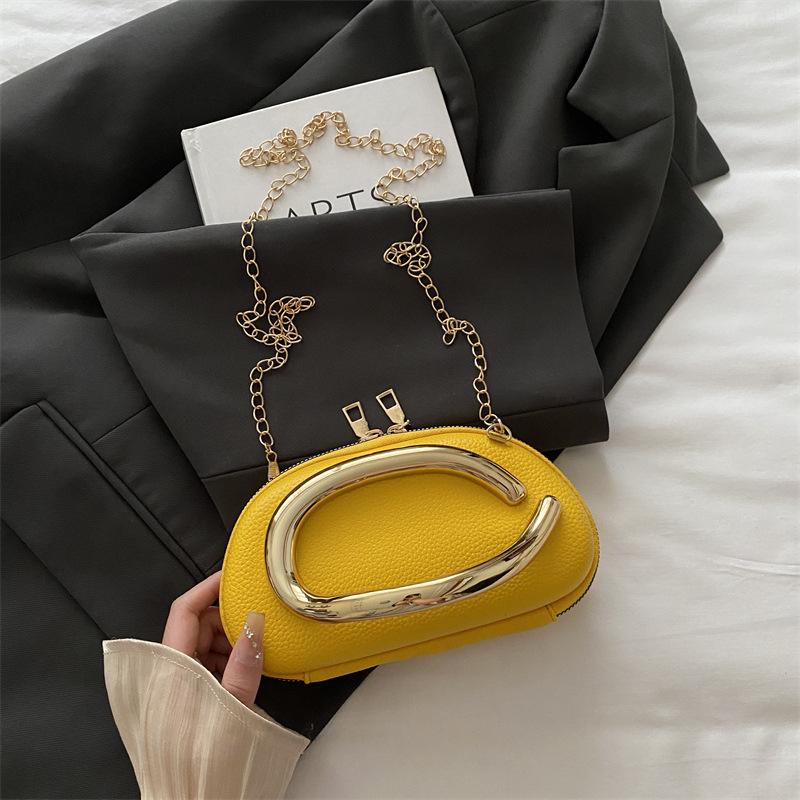 Crossbody Bag Metal Decorative Clutch Bag New Chain Box Shoulder Bag Women's Dinner Bag Women's
