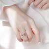 925 Sterling Silver Cat Strawberry Crystal Open Ring for Women - Sweet Girly Heart Design, Perfect Peach Blossom Index Finger Accessory