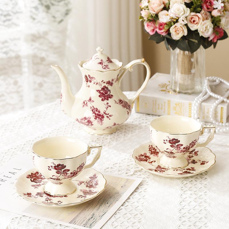 Cumpără Set de 3 bucăți/set de ceai vintage floral, cești de ceai