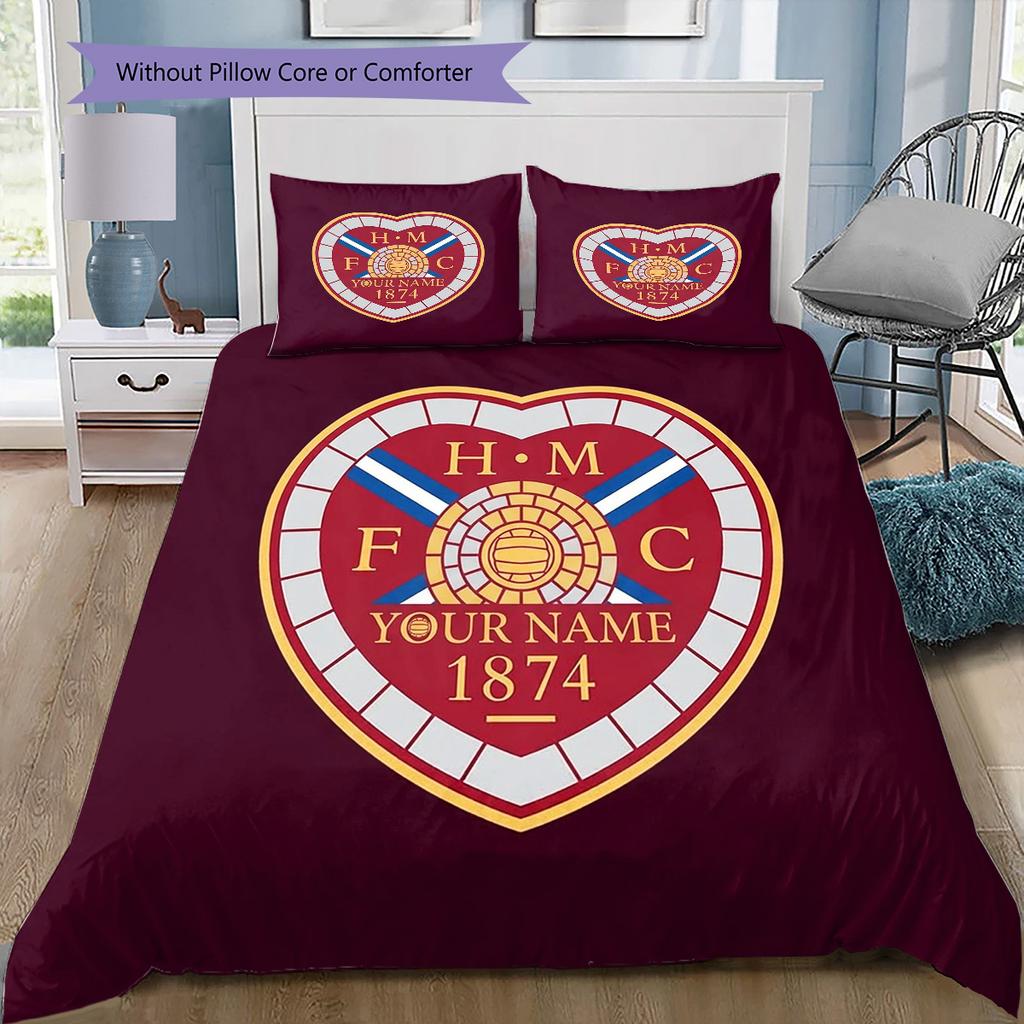 Set Piumone Biancheria da Letto con Motivo a Cuore e Calcio Nome Personalizzato Copripiumone Federe Regalo di Compleanno per la Casa(1 * copripiumino + 2 * federa, senza nucleo)