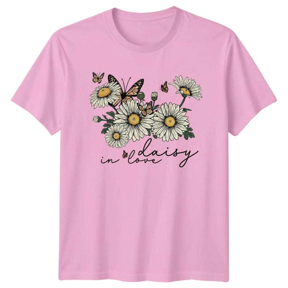In Daisy Love Flowers Butterflies Nature TShirt For Unisexs Unisexs