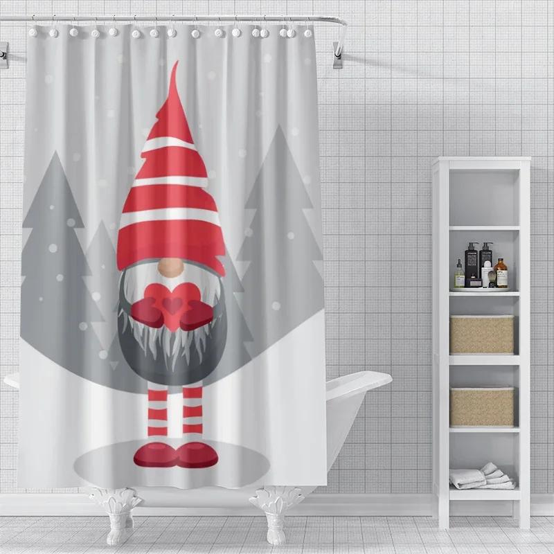 Home shower curtains for bathroom waterproof curtain fabric Modern Nordic style Living Room winter decoration Merry Christmas
