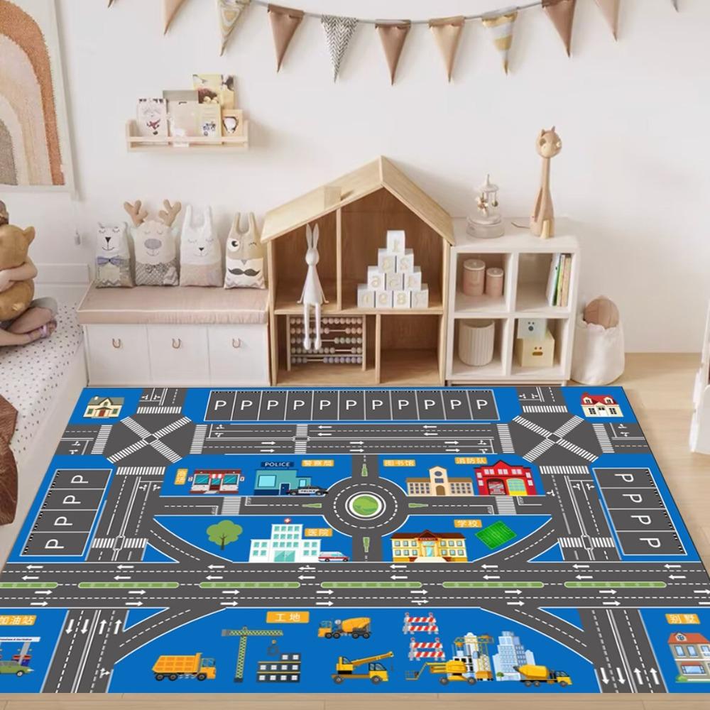Stadtverkehr Teppichmatte Teppich Pädagogische Kinder Spielmatte Heimdekoration Kinderzimmer Fahrzeug Bau Design Schlafzimmer Dekor Teppich