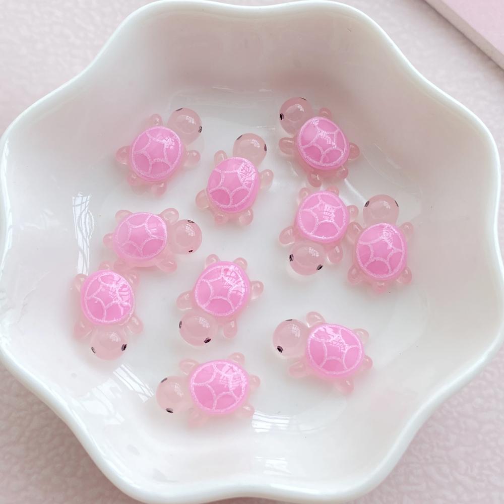 30Pcs Cute Mini Cartoon Night Light Hand-painted Turtle Nail Art Resin Designer Charms DIY Craft For Nail 3D Decorations Jewelry