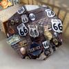 1PC Route 66 Umbrella Portable Folding Umbrella Iron Frame Hole Bone Structure Outdoor Home Umbrella A3