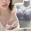 Women Lavender Lace Bra With Multiple Bows And Cross Straps
