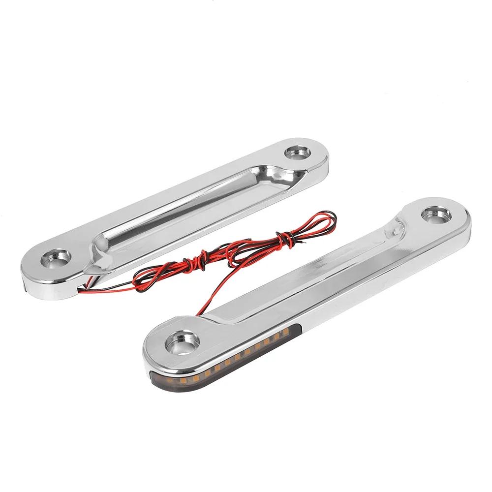 

For Touring Glide Road King Black Motorcycle Aluminum Front LED Flush Fork Turn Signals Light Brac