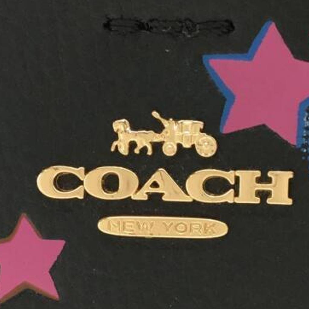 Coach Town 22 Disco Star Print Snap Pebble Leather Bucket Bag Women Bags Black C7245-IMA47