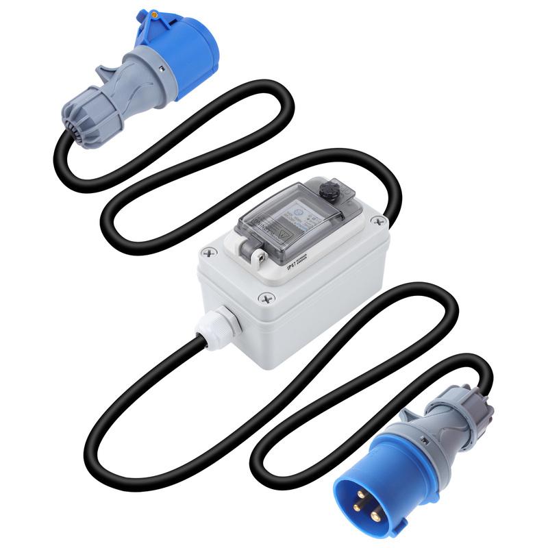 EU Mobile Digital Meter 220V 16A CEE Plug Socket with LED & Reset for Electric Vehicles yachts new energy vehicles.