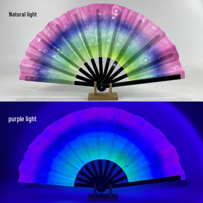 Leuchtender faltbarer Kung-Fu-Party-Fächer mit UV-fluoreszierender Leuchtkraft