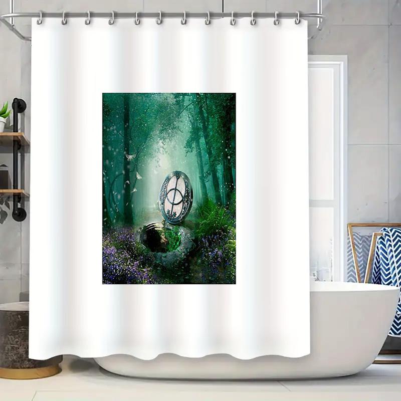

Mystical Forest Shower Curtain Nature Zen Decor Woodland Cottagecore Bathroom Set Vintage Botanical Wall Art Landscape Home W60H190(CM)-1 Pcs