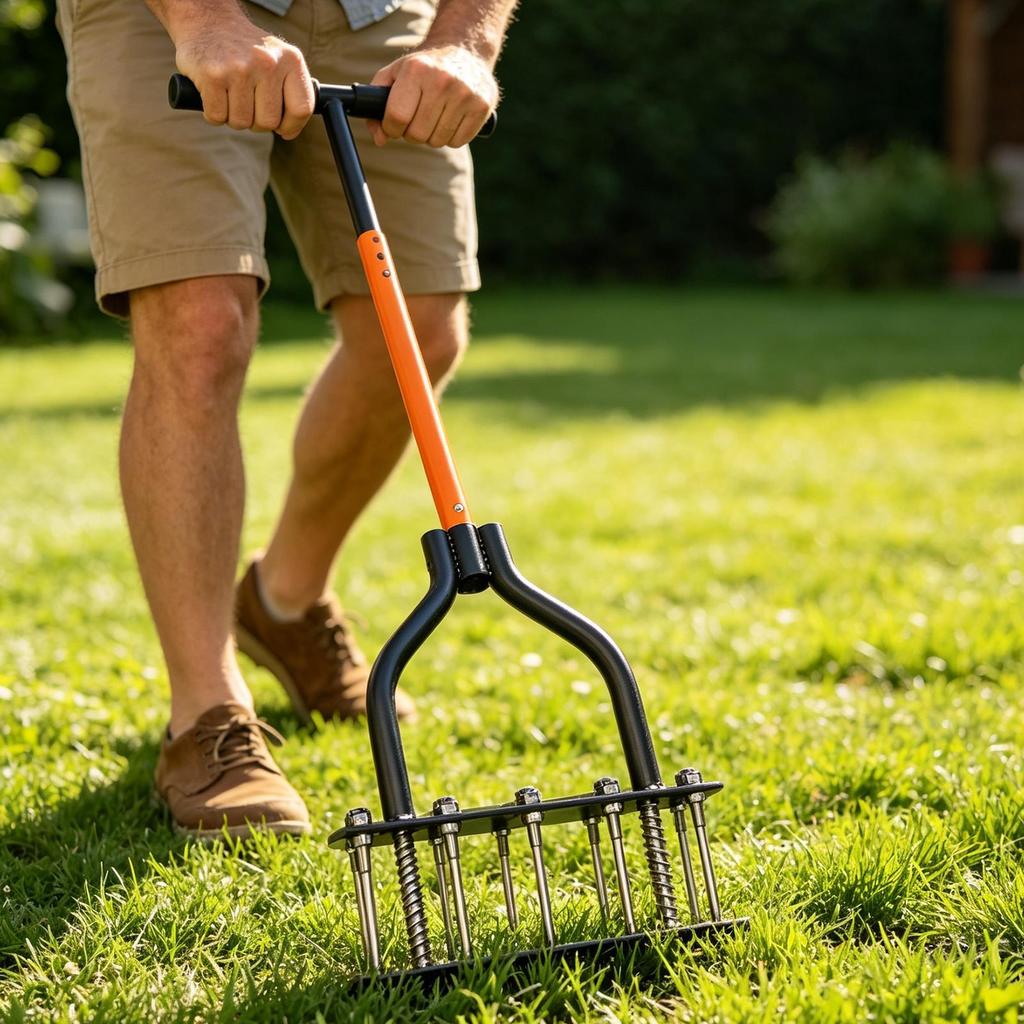 Lawn Aerator Tool Self-Cleaning Pre-Assembled Reinforced Heavy-Duty Yard Aeration Tool for Yard Home Golf Course Park Fall Grass