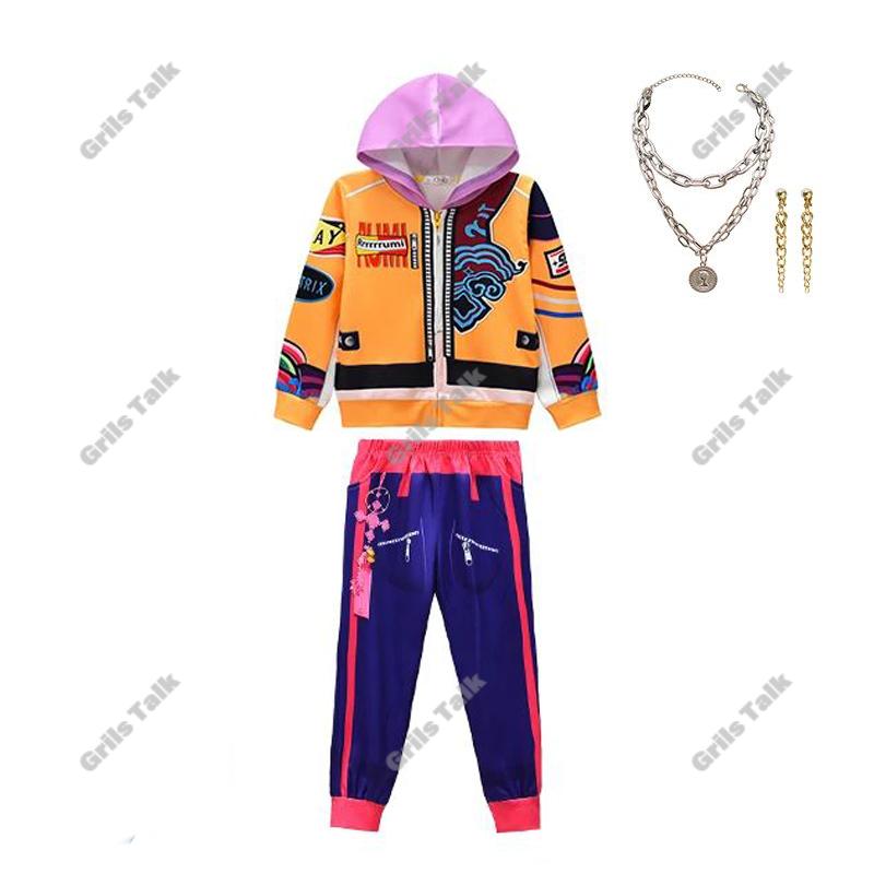 New Girls Outfits Fashion Pop Hoodies Sweatshirt Pants Children's Kids Clothing Halloween Carnival Costumes Set 110-150CM