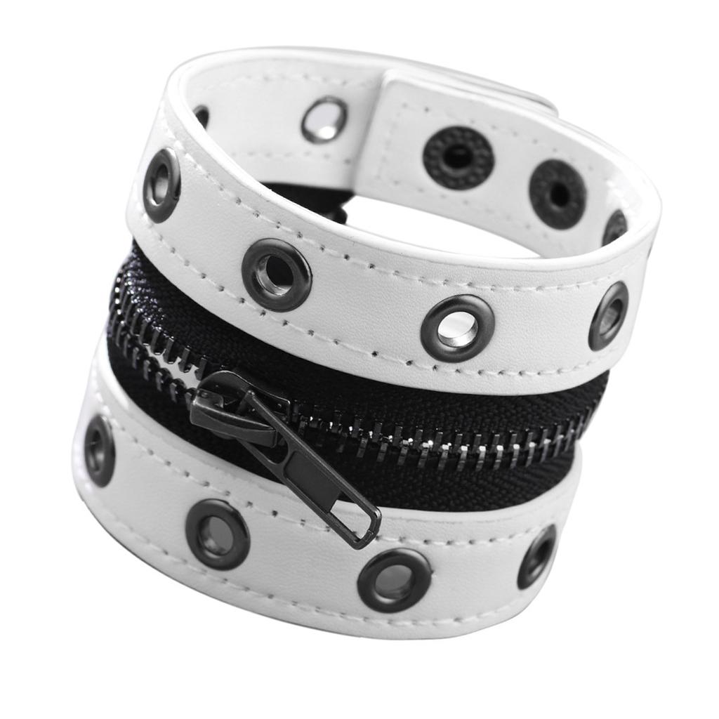 Bracciale Regolabile Stile Punk Rocker Catena in Ecopelle Per Outfit Edgy da Esterno Quotidiano