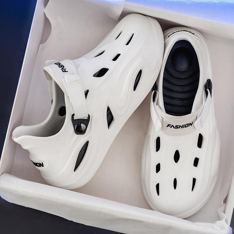 New Mens EVA Water Proof Shoes Summer Men's Solid Colors Hollow Slippers Men Slip-on Soft Sandals Man Outdoor Non-Slip Slides