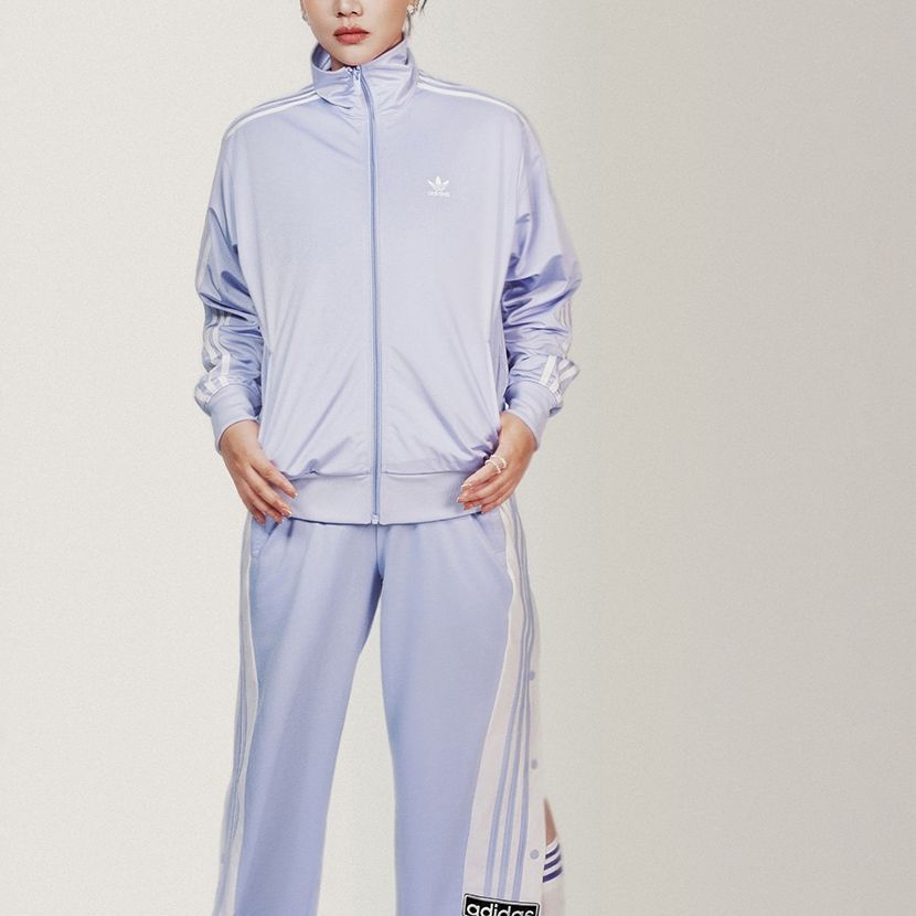 Adidas Originals Adicolor Series Striped Patchwork Joggers With Side Snap Buttons Women Bottoms Pastel-Lilac IP0625