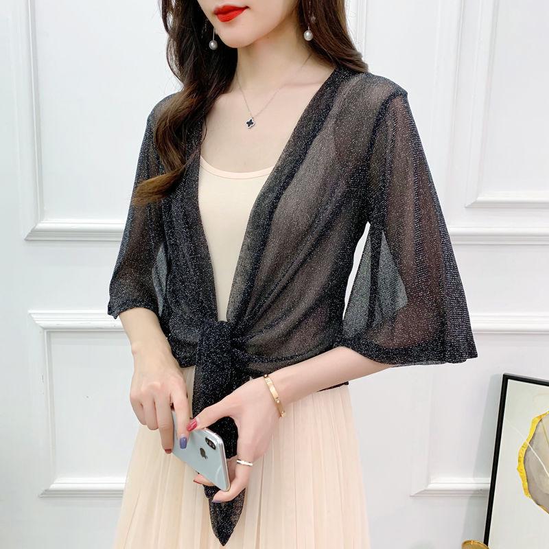 Women's Versatile Mesh Cardigan: Summer Camisole Dress Cover-up, Tie-up Shawl, Short Fashion Jacket