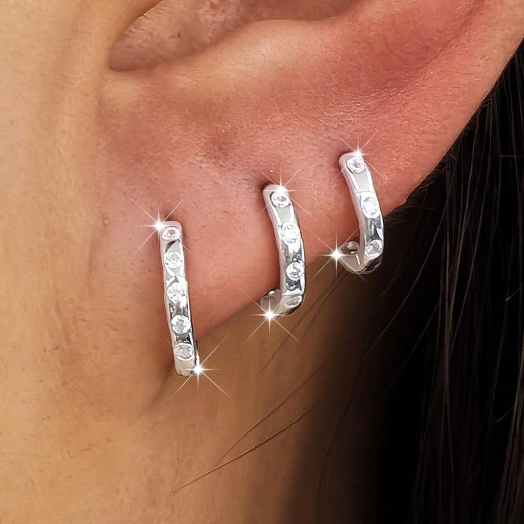New Fashion 925 Sterling Silver Simple Zircon Round Multiple Size Gold Plated Hoop Earrings for Women Fine Jewelry