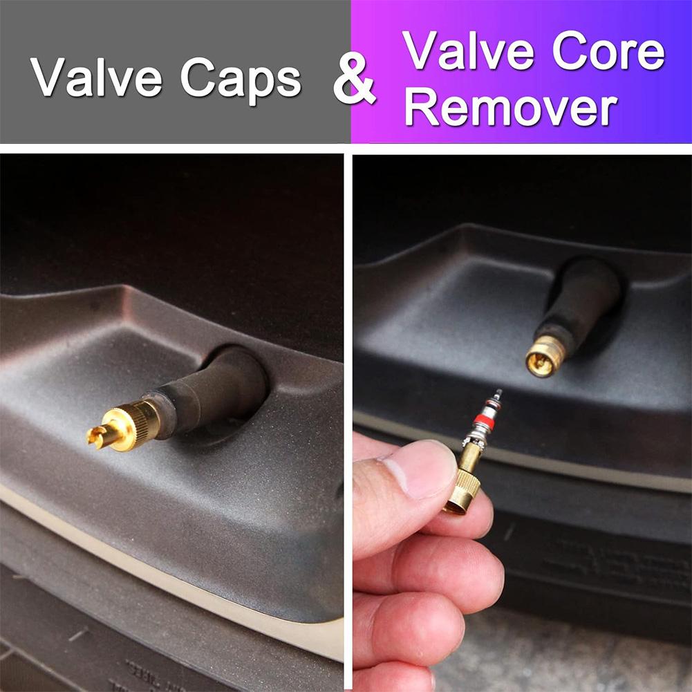 50Pcs Tire Valve Air Dust Cover Stem Caps Leak-Proof Slotted Slot Valve Stem Caps Copper for Cars SUV Trucks Motorcycle Bicycle