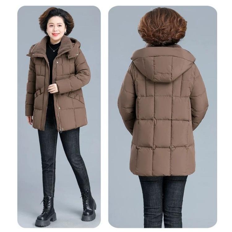 Verdickte, mit Baumwolle gefütterte Winterjacke für Frauen mittleren Alters, langer Daunenmantel für zusätzliche Wärme