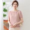 Mom's Summer Short-sleeved Knitted Jacket New Thin Ice Silk T-shirt for Middle-aged and Elderly Women with Foreign Style on Mother's Day