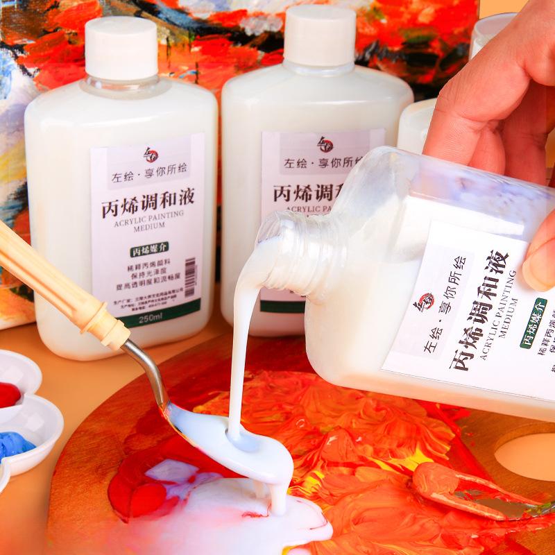 Acrylic Paint Medium & Thinner 250ml, White Mixing Fluid for Dilution & Blending