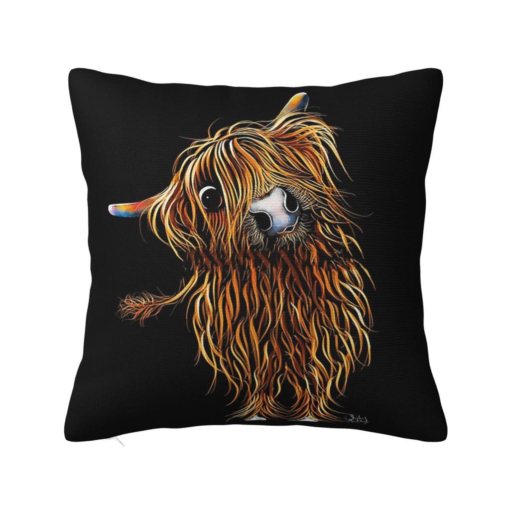 Highland Cow Print Scottish Coooweee By Shirley Macarthur Square Pillowcase Pillow Cover Cushion Throw Pillow for Home Car