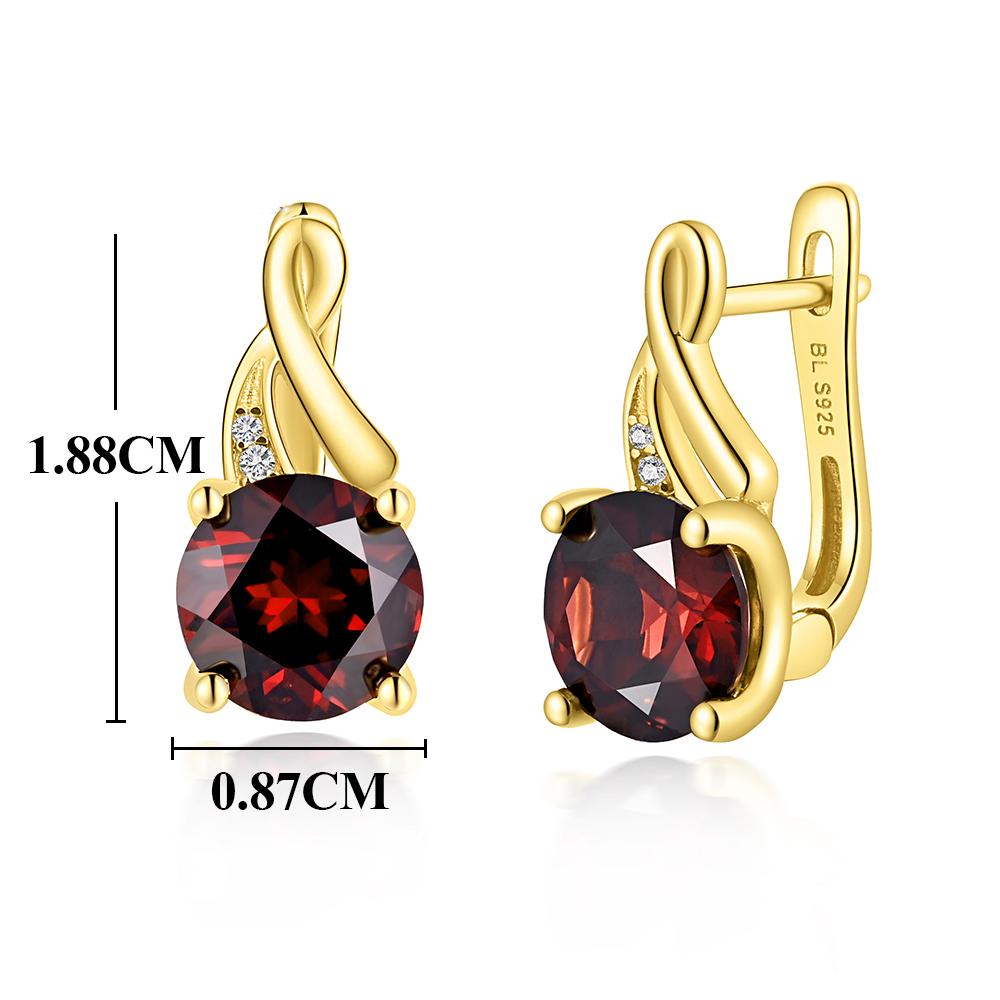 2023 neue natürliche rote Granat Edelstein Verschluss Ohrring 925 Sterling Silber edlen Schmuck für Frauen Mama Frau schönes Geschenk