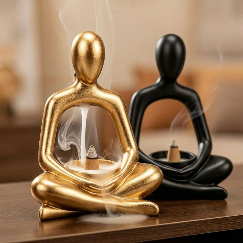 Zen Chinese Style Yoga Statue Incense Holder 3D Printed Sculpture Candle Holder  Living Room