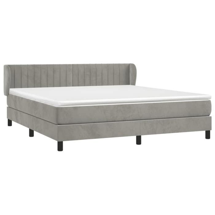 Maison Exclusive - Sommier à lattes de lit et matelas Gris clair 180x200cm Velours