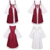 Medieval Women Victorian Long Red White Dress High Waist Design Parties Cosplay