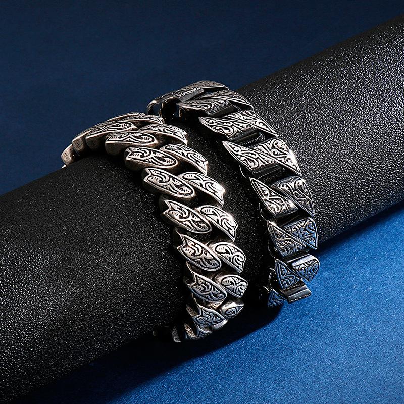 Creative Titanium Steel Casting Jewelry, Exaggerated Personality Retro Pattern Stainless Steel Bracelet Men