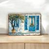 Vintage Olive Tree Blue Door Metal Wall Art 30cm