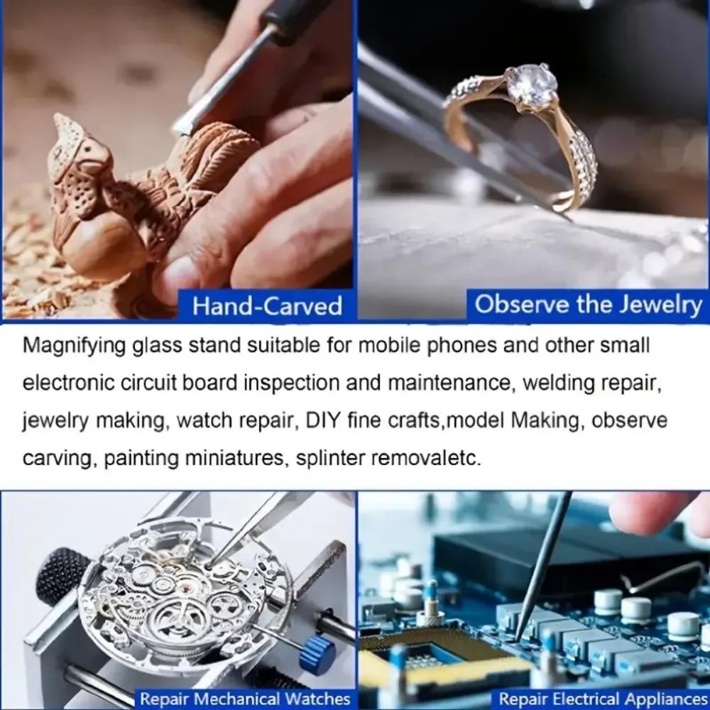 Svetsning Hjälpklämma Förstoringsglas Elektrisk Kretskort Reparation Svetsjärn Fäste Justerbar 5X Skrivbordslupp