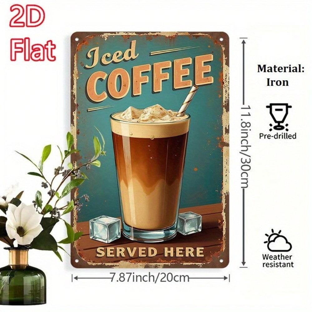 Vintage 8x12 Rustic Tin Sign, Retro Coffee Wall Art for Kitchen, Bar & Farmhouse Décor